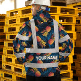 Hi Vis Jacket Waterproof Reflective Tapes Orange Neon And Dark Blue Custom Name Safety Workwear For Workers, Truckers, Operators