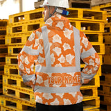 Hi Vis Jacket Waterproof Reflective Tapes Orange Neon Flowers 2 Custom Name Safety Workwear For Workers, Truckers, Operators