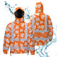 Orange Neon Flowers 2 Hi-Vis Waterproof Jacket