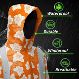 Hi Vis Jacket Waterproof Reflective Tapes Orange Neon Flowers 2 Custom Name Safety Workwear For Workers, Truckers, Operators