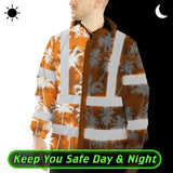 Hi Vis Jacket Waterproof Reflective Tapes Orange Neon Flowers Custom Name Safety Workwear For Workers, Truckers, Operators