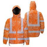 Hi Vis Jacket Waterproof Reflective Tapes Orange Neon Flowers Custom Name Safety Workwear For Workers, Truckers, Operators