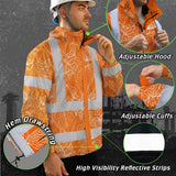 Hi Vis Jacket Waterproof Reflective Tapes Orange Neon Flowers Custom Name Safety Workwear For Workers, Truckers, Operators