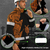 Hi Vis Jacket Waterproof Reflective Tapes Orange Neon Turtle Hawaii Custom Name Safety Workwear For Workers, Truckers, Operators