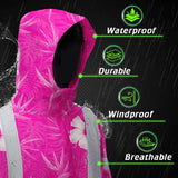 Hi Vis Jacket Waterproof Reflective Tapes Pink Neon Flowers Custom Name Safety Workwear For Workers, Truckers, Operators