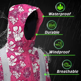Hi Vis Jacket Waterproof Reflective Tapes Pink Violet Flowers Custom Name Safety Workwear For Workers, Truckers, Operators
