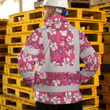 Hi Vis Jacket Waterproof Reflective Tapes Pink Violet Flowers Custom Name Safety Workwear For Workers, Truckers, Operators