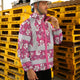 Pink Violet Flowers Hi-Vis Waterproof Jacket
