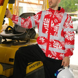 Hi Vis Jacket Waterproof Reflective Tapes Red Neon Flowers Custom Name Safety Workwear For Workers, Truckers, Operators
