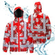 Red Neon Flowers Hi-Vis Waterproof Jacket