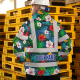 Hi Vis Jacket Waterproof Reflective Tapes Red Neon Pink Flowers Custom Name Safety Workwear For Workers, Truckers, Operators