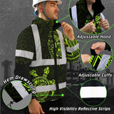 Hi Vis Jacket Waterproof Reflective Tapes Sea Turtle Hawaiian Polynesian Tribal Custom Name Safety Workwear For Workers, Truckers, Operators