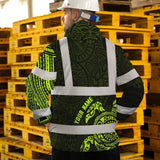 Hi Vis Jacket Waterproof Reflective Tapes Sea Turtle Hawaiian Polynesian Tribal Custom Name Safety Workwear For Workers, Truckers, Operators