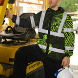 Hi Vis Jacket Waterproof Reflective Tapes Sea Turtle Hawaiian Polynesian Tribal Custom Name Safety Workwear For Workers, Truckers, Operators