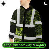 Hi Vis Jacket Waterproof Reflective Tapes Sea Turtle Hawaiian Polynesian Tribal Custom Name Safety Workwear For Workers, Truckers, Operators