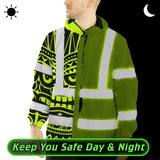 Hi Vis Jacket Waterproof Reflective Tapes TiKi Hawaiian Polynesian Tribal Custom Name Safety Workwear For Workers, Truckers, Operators