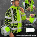 Hi Vis Jacket Waterproof Reflective Tapes TiKi Hawaiian Polynesian Tribal Custom Name Safety Workwear For Workers, Truckers, Operators