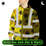 Hi Vis Jacket Waterproof Reflective Tapes Yellow Neon Flowers Custom Name Safety Workwear For Workers, Truckers, Operators