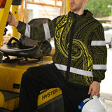 Hi Vis Jacket Waterproof Reflective Tapes Yellow Neon Hawaii Custom Name Safety Workwear For Workers, Truckers, Operators