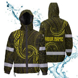 Hi Vis Jacket Waterproof Reflective Tapes Yellow Neon Hawaii Custom Name Safety Workwear For Workers, Truckers, Operators