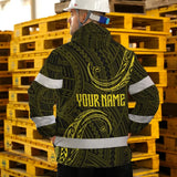 Hi Vis Jacket Waterproof Reflective Tapes Yellow Neon Hawaii Custom Name Safety Workwear For Workers, Truckers, Operators