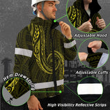 Hi Vis Jacket Waterproof Reflective Tapes Yellow Neon Hawaii Custom Name Safety Workwear For Workers, Truckers, Operators