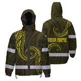 Hi Vis Jacket Waterproof Reflective Tapes Yellow Neon Hawaii Custom Name Safety Workwear For Workers, Truckers, Operators