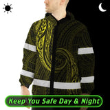 Hi Vis Jacket Waterproof Reflective Tapes Yellow Neon Hawaii Custom Name Safety Workwear For Workers, Truckers, Operators