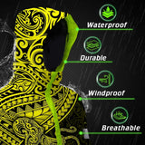 Hi Vis Jacket Waterproof Reflective Tapes Yellow Neon Hawaii Octopus Custom Name Safety Workwear For Workers, Truckers, Operators