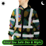 Hi Vis Jacket Waterproof Reflective Tapes Yellow Neon Skull Custom Name Safety Workwear For Workers, Truckers, Operators