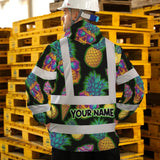 Hi Vis Jacket Waterproof Reflective Tapes Yellow Neon Skull Custom Name Safety Workwear For Workers, Truckers, Operators