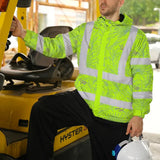 Hi Vis Jacket Waterproof Tapes Green Grey Flowers Custom Name Safety Workwear For Workers, Truckers, Operators