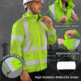 Hi Vis Jacket Waterproof Tapes Green Grey Flowers Custom Name Safety Workwear For Workers, Truckers, Operators