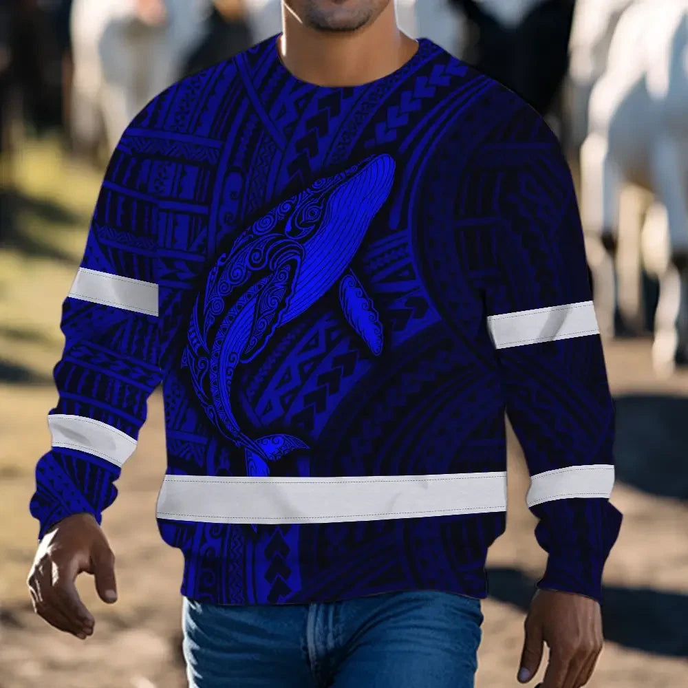 Hi Vis Long Sleeve Reflective Tapes Blue Neon Hawaii Whale Custom Name