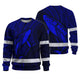 Hi Vis Long Sleeve Reflective Tapes Blue Neon Hawaii Whale Hi-Vis Work Shirt
