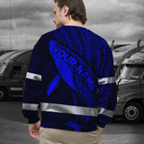 Hi Vis Long Sleeve Reflective Tapes Blue Neon Hawaii Whale Custom Name