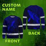 Hi Vis Long Sleeve Reflective Tapes Blue Neon Hawaii Whale Custom Name