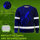 Hi Vis Long Sleeve Reflective Tapes Blue Neon Hawaii Whale Custom Name