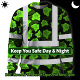 Hi Vis Long Sleeve Reflective Tapes Green Neon Flowers 3 Custom Name
