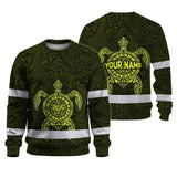 Hi Vis Long Sleeve Reflective Tapes Lime Neon Hawaii Turtle Custom Name