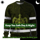 Hi Vis Long Sleeve Reflective Tapes Lime Neon Hawaii Turtle Custom Name