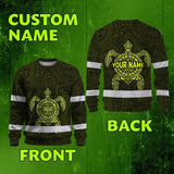 Hi Vis Long Sleeve Reflective Tapes Lime Neon Hawaii Turtle Custom Name