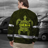 Hi Vis Long Sleeve Reflective Tapes Lime Neon Hawaii Turtle Custom Name