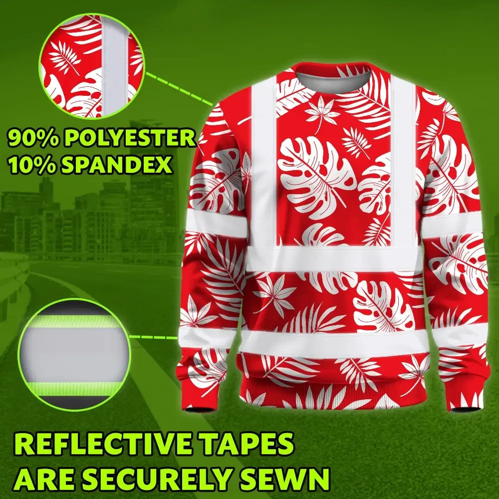 Hi Vis Long Sleeve Reflective Tapes Red Neon Flowers Custom Name