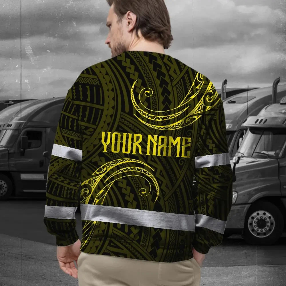 Hi Vis Long Sleeve Reflective Tapes Yellow Neon Hawaii Whale Custom Name