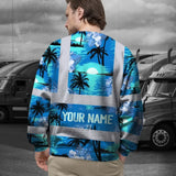 Hi Vis Long Sleeve Shirt Reflective Tapes Blue Neon Flowers 4 Custom Name