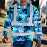 Hi Vis Long Sleeve Shirt Reflective Tapes Blue Neon Flowers 4 Custom Name