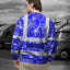 Blue Neon Flowers Hi-Vis Long Sleeve Shirt