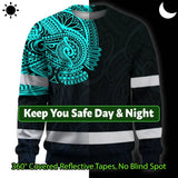 Hi Vis Long Sleeve Shirt Reflective Tapes Blue Neon Hawaii 2 Custom Name