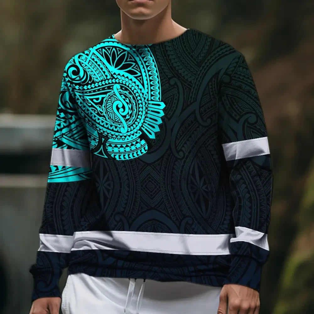 Hi Vis Long Sleeve Shirt Reflective Tapes Blue Neon Hawaii 2 Custom Name